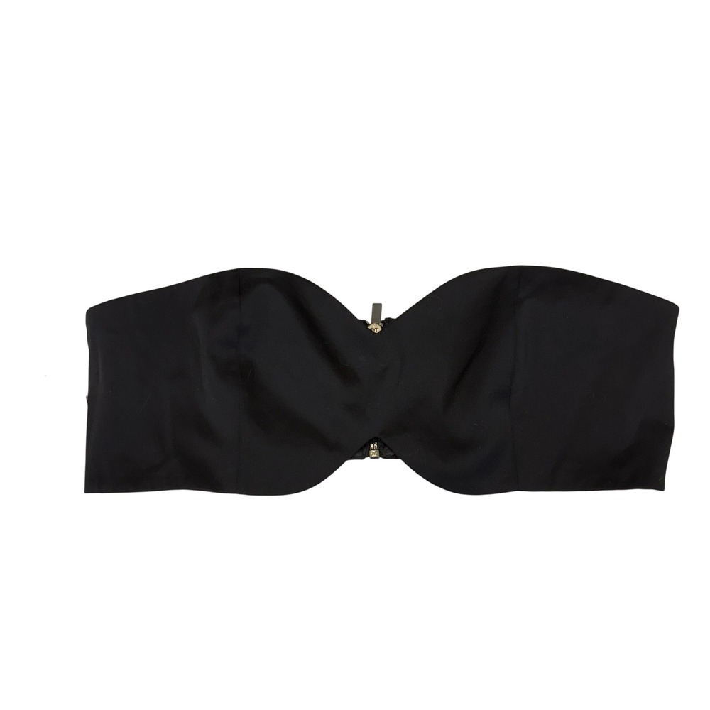 Nasty Gal Black Strapless Bandeau Going Out Crop Top Sweetheart Zip Back L - Picture 2 of 10